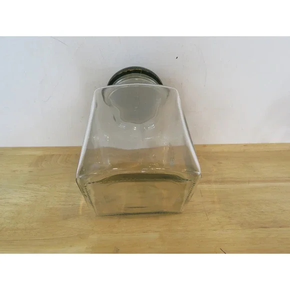 VTG Glass Canister Set Of 3 Green Wood Lids Pentagon Mercantile Country